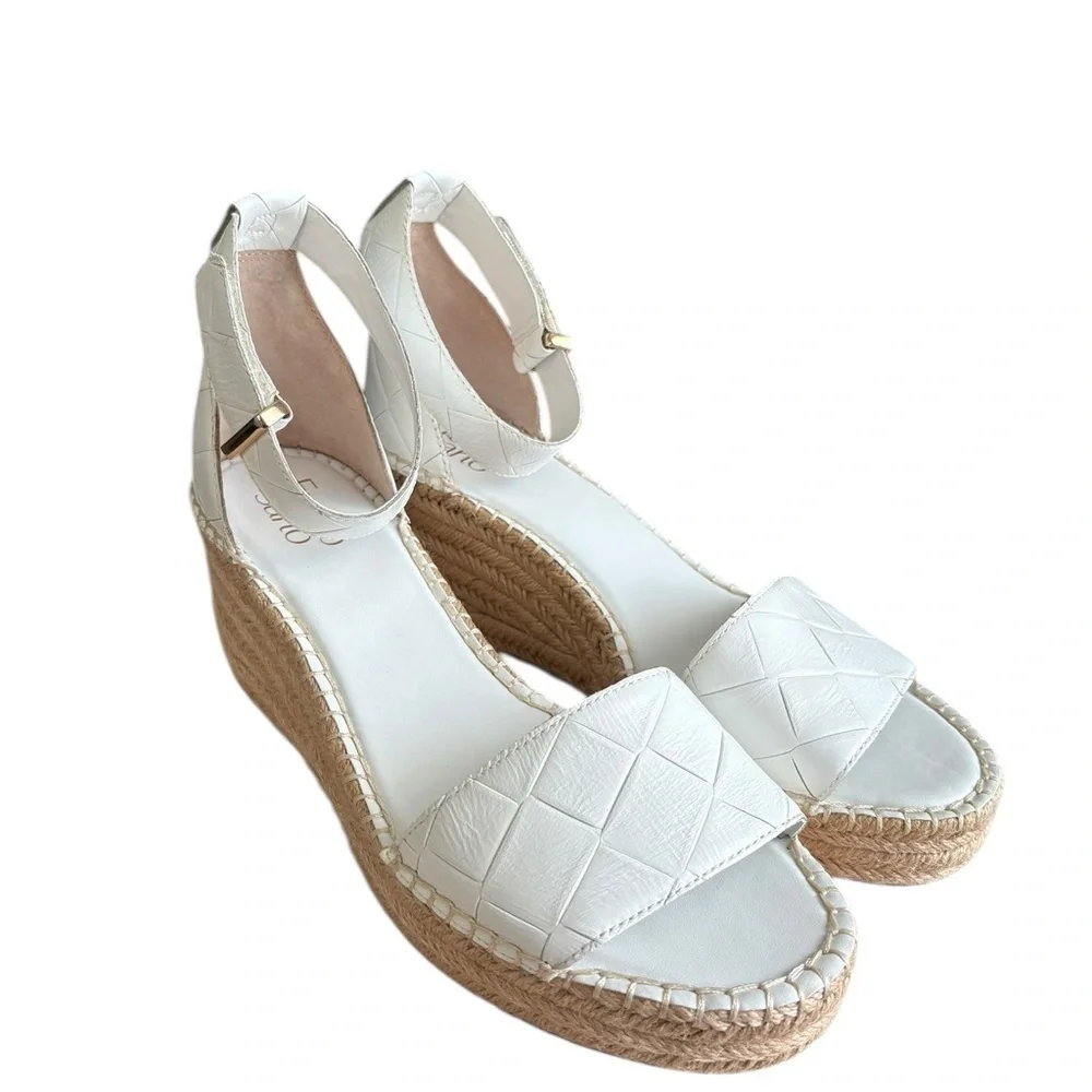 NWOB Franco Sarto Women's Clemens espadrille wedge sandals white size 10